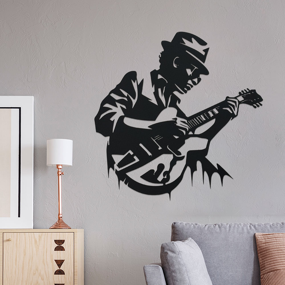 Home Decor Enthusiast - Seni Dinding Logam Gitaris, 1 buah