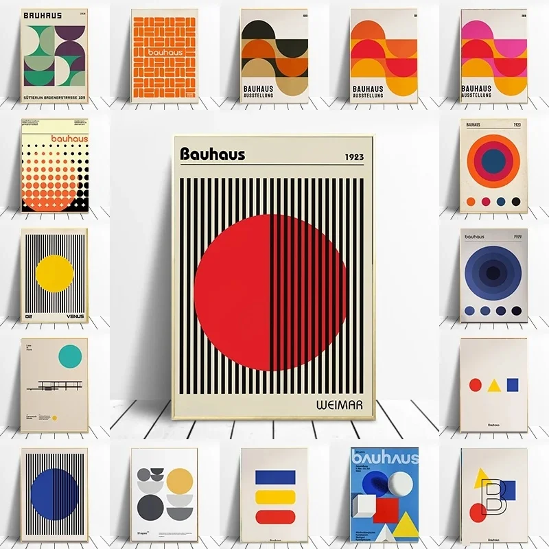 Abstract Oil Painting - Seni Minimalis Modern Pameran Bauhaus Poster