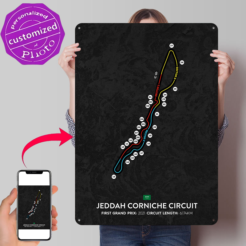 Home Decor Jeddah - Poster Tekstur 3D Sirkuit Jeddah, Seni