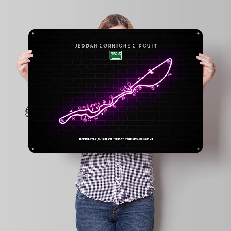 Home Decor Jeddah - Poster Logam Tekstur 3D Sirkuit Jeddah