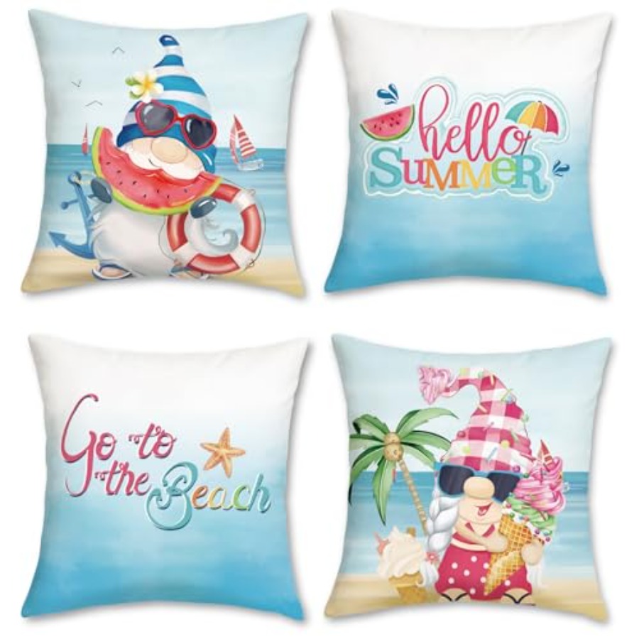 Decorative Throw Pillow - Sarung Bantal Pantai Bergaya Laut, Biru