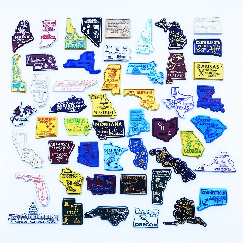 Home Decor New York - Magnet Kulkas Negara Bagian AS Peta