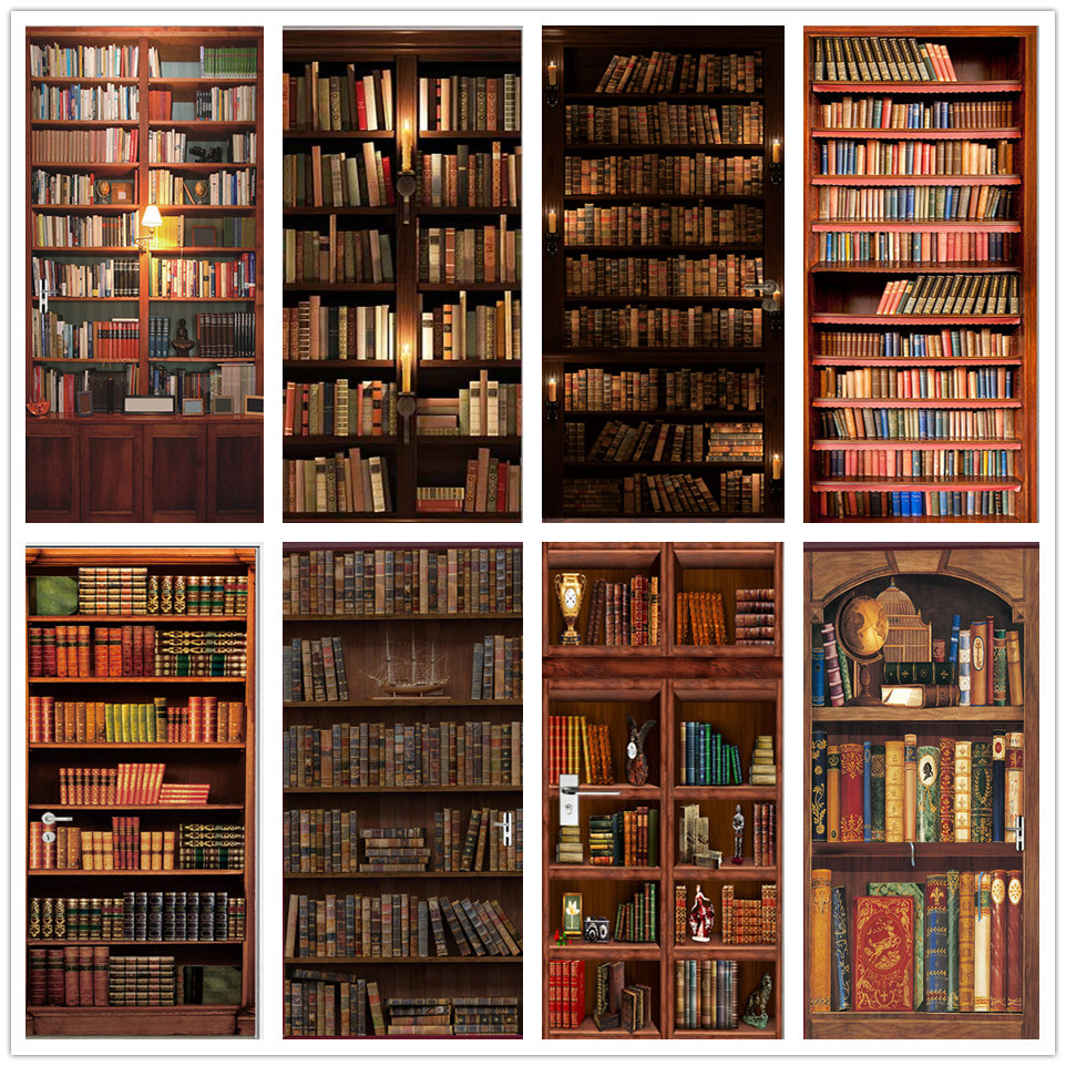 Home Decor On Sale - 3D Pintu Wallpaper PVC Perpustakaan Rak