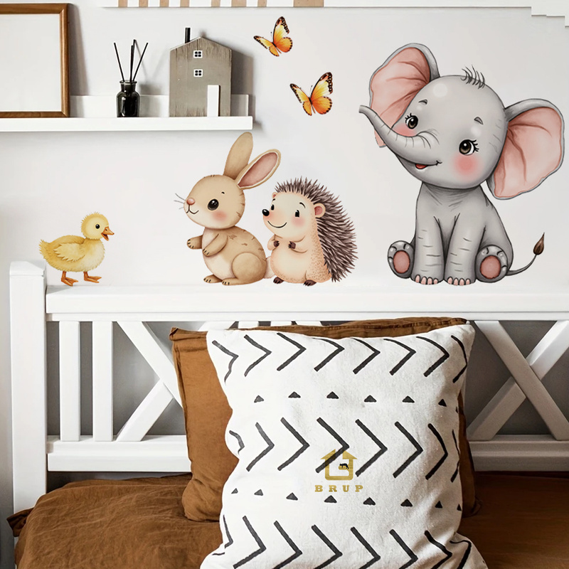 Flooring Home Decor - Stiker Dinding Hewan Kartun-Stiker Pembibitan Landak
