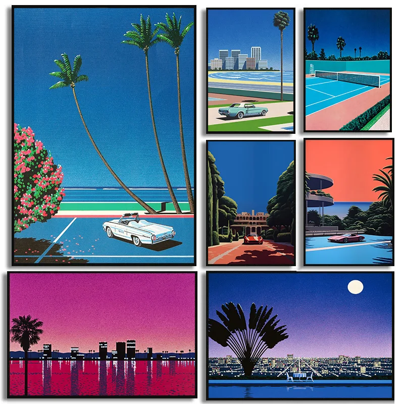 Abstract Oil Painting - Retro Hiroshi Nagai Vaporwave Poster Mobil