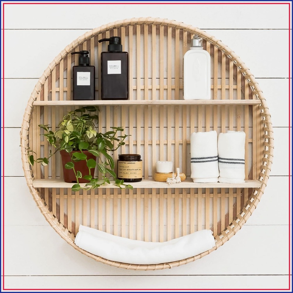 Floating Shelves - Rak Dinding Rotan 3 Tingkat Boho