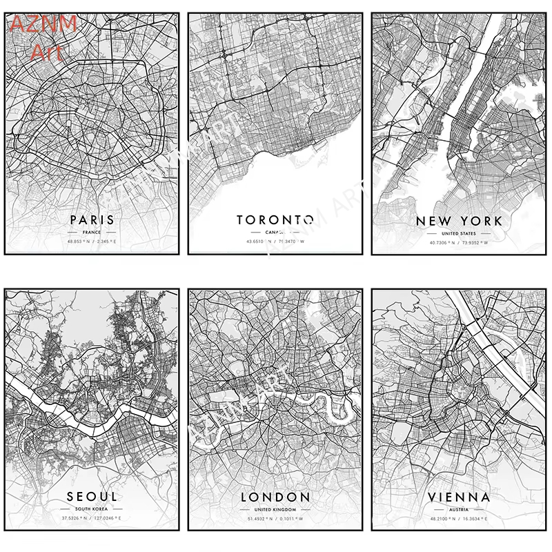 Poster Karya Seni Peta Kota Lu - Home Decor New York ulasan dan harga