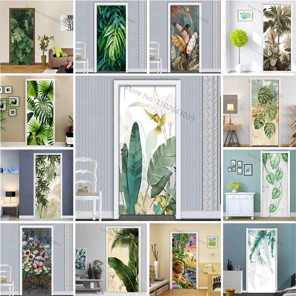 Stiker pintu daun hijau plaint - Home Decor On Sale ulasan dan harga