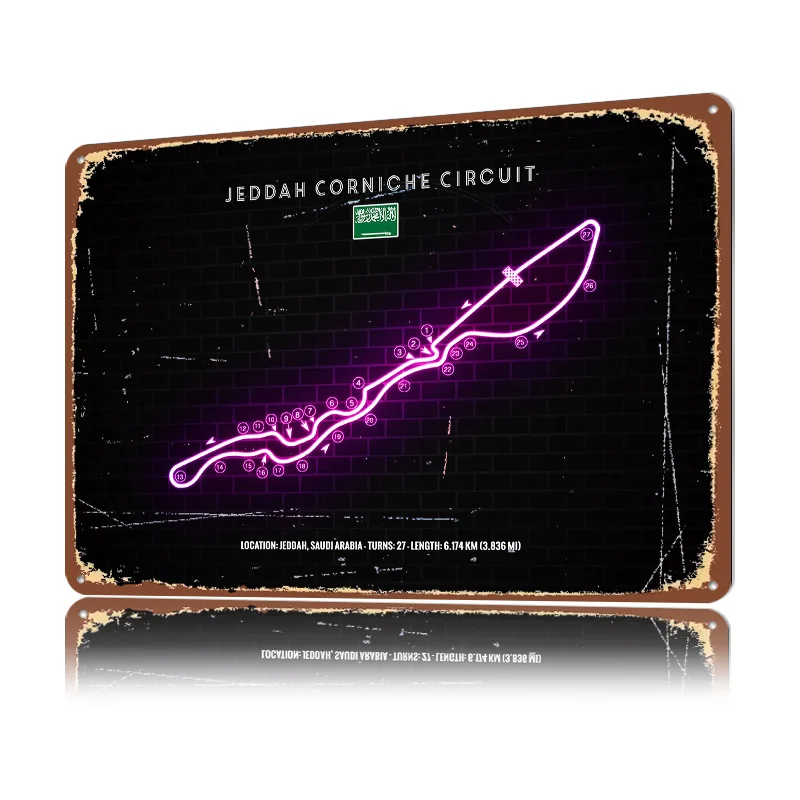 Poster Logam Tekstur 3D Sirkui - Home Decor Jeddah ulasan dan harga
