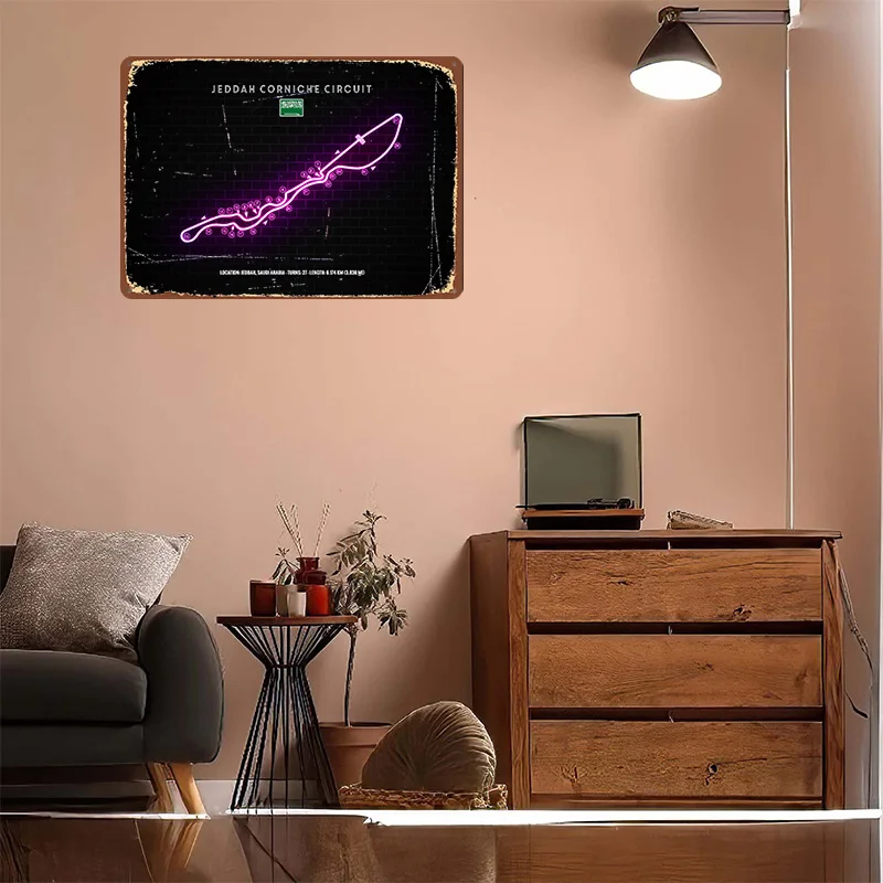 Poster Logam Tekstur 3D Sirkui - Home Decor Jeddah ulasan dan harga
