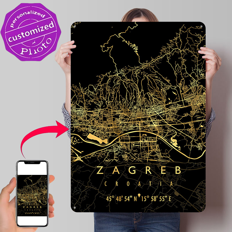 Peta Zagreb Kroasia Poster Cet - Home Decor Zagreb ulasan dan harga