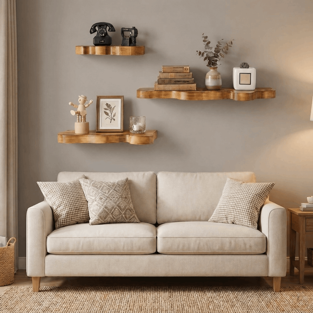Rak Dinding Kayu Bentuk Awan,  - Floating Shelves ulasan dan harga