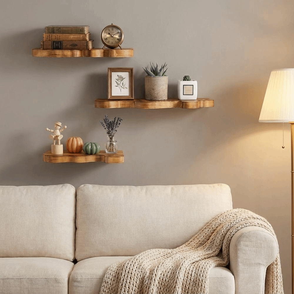Rak Dinding Kayu Bentuk Awan,  - Floating Shelves ulasan dan harga