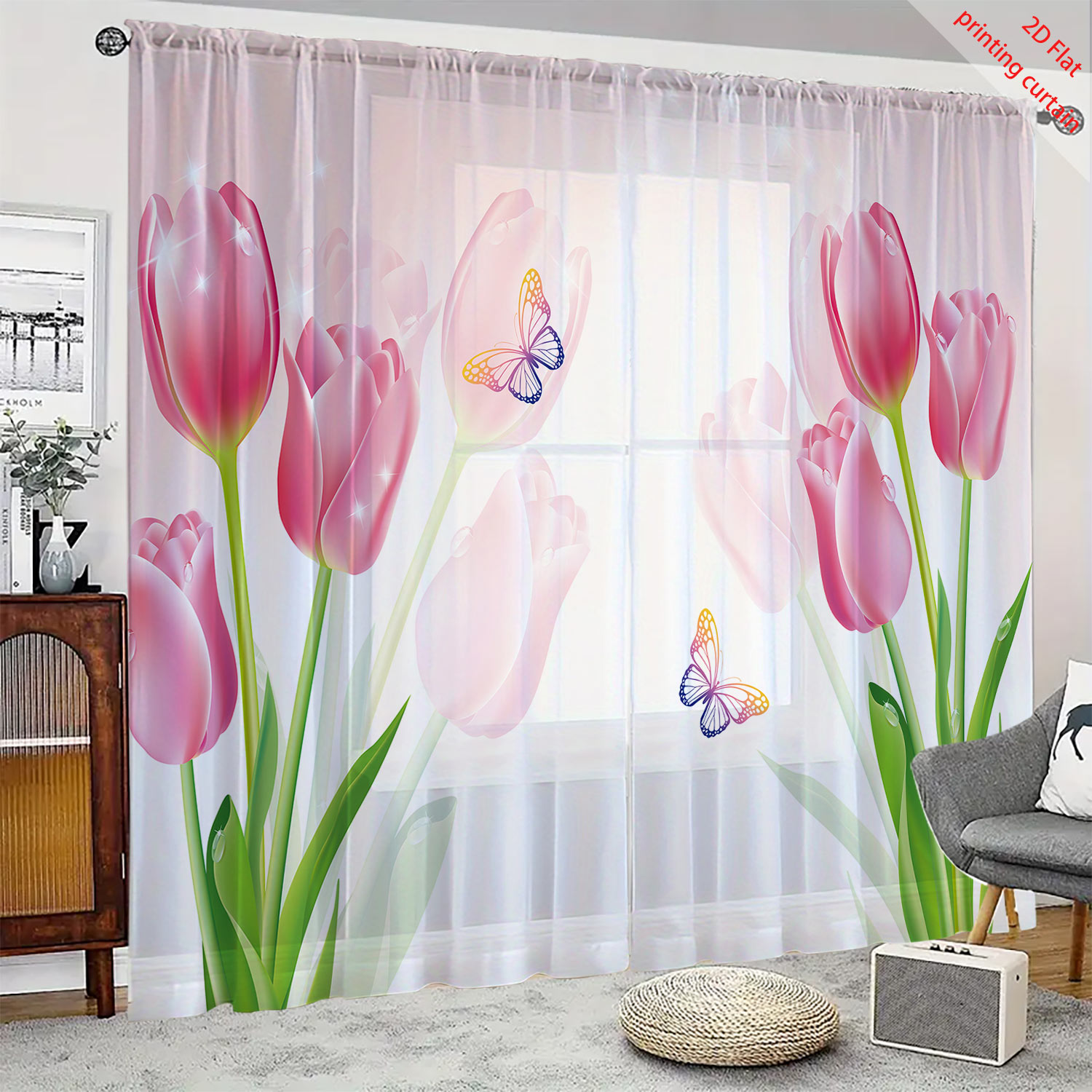 Tirai kasa transparan motif tu - Home Decor Tulip ulasan dan harga