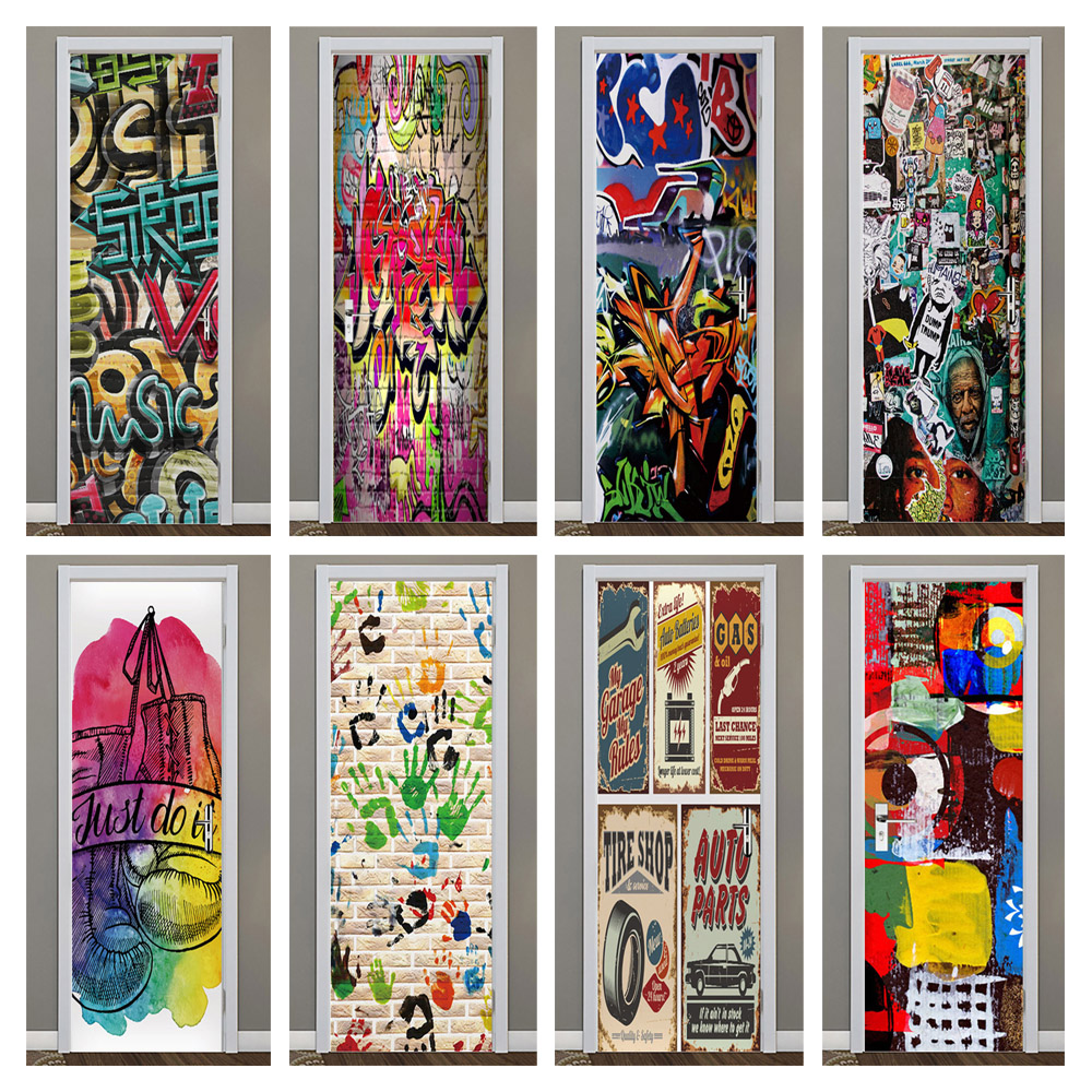 Stiker pintu PVC 3D, wallpaper - Home Decor On Sale ulasan dan harga