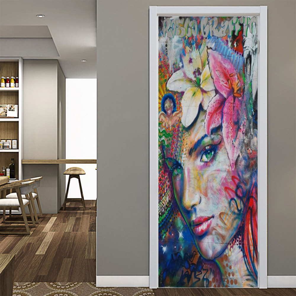 Stiker pintu PVC 3D, wallpaper - Home Decor On Sale ulasan dan harga