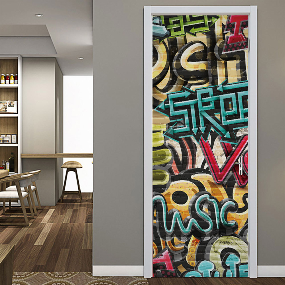 Stiker pintu PVC 3D, wallpaper - Home Decor On Sale ulasan dan harga