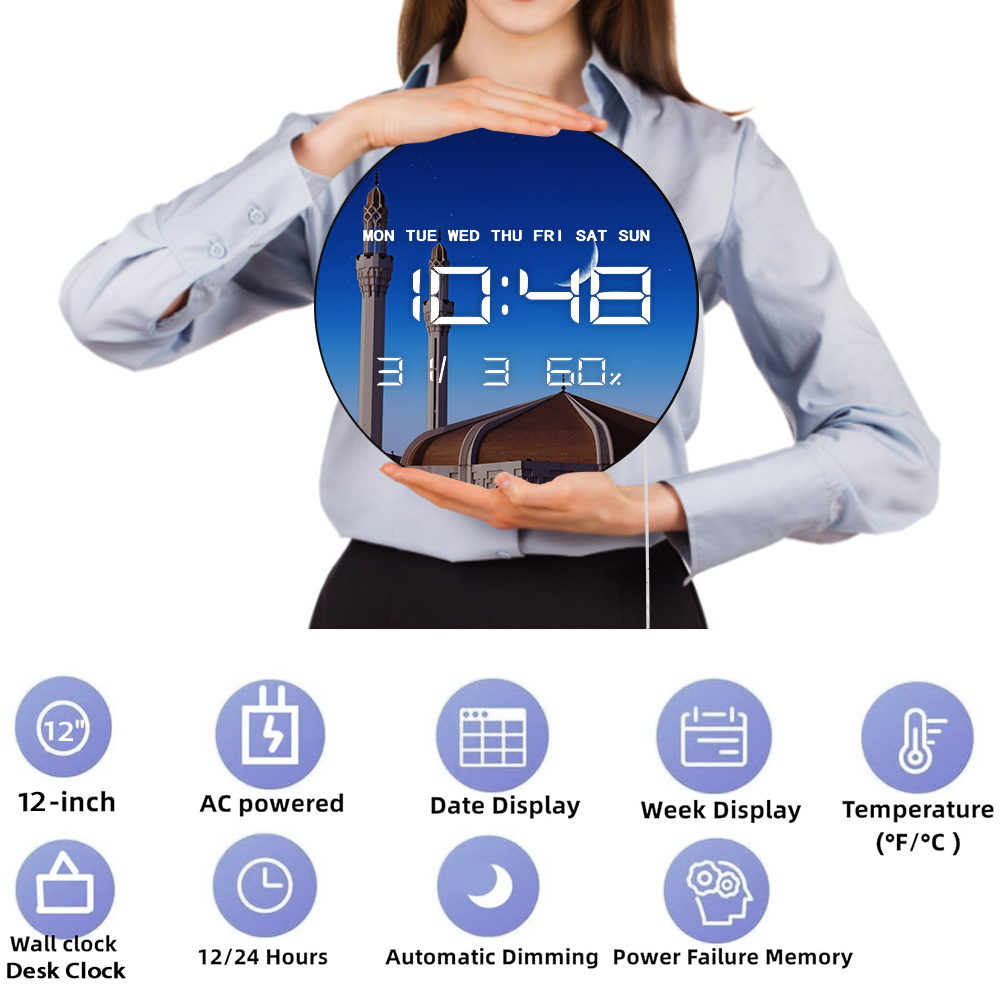 Jam Dinding LED Digital Bulan  - Home Decor Jeddah ulasan dan harga