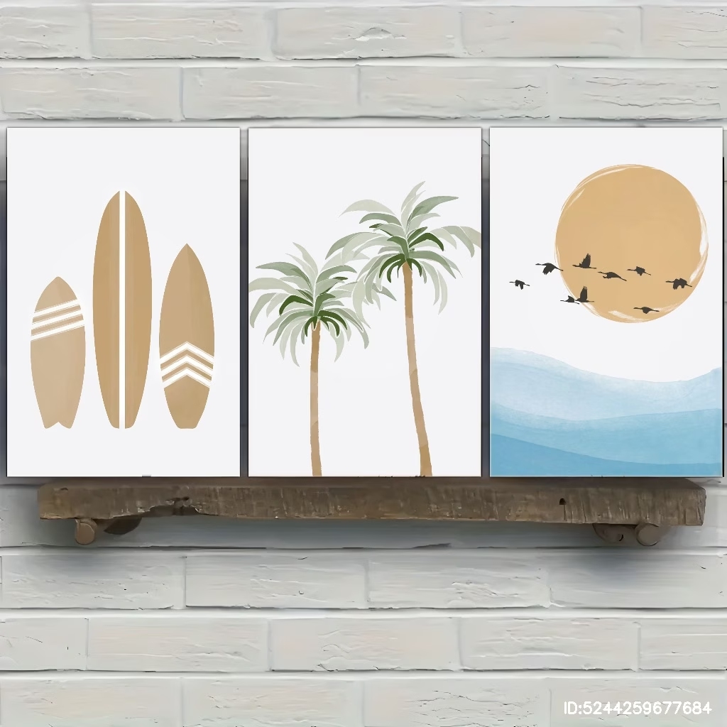 3 Buah Lukisan Kanvas Cetak Se - Home Decor Tree ulasan dan harga