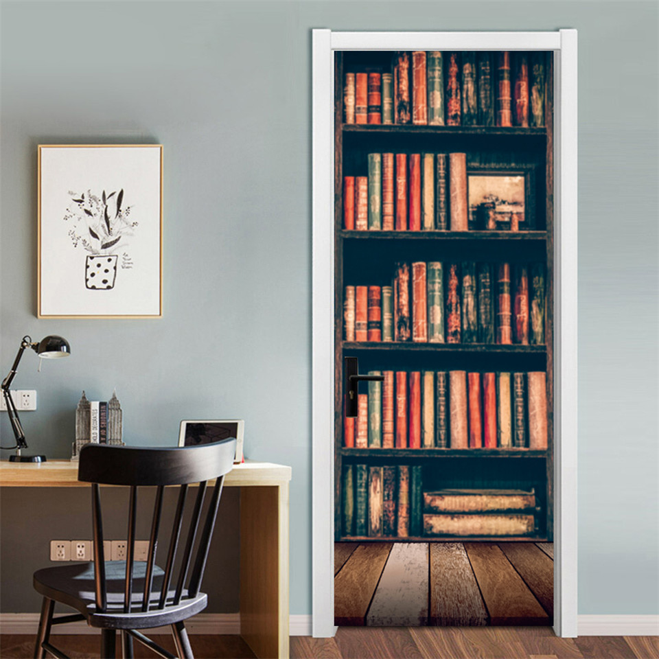 3D Pintu Wallpaper PVC Perpust - Home Decor On Sale ulasan dan harga