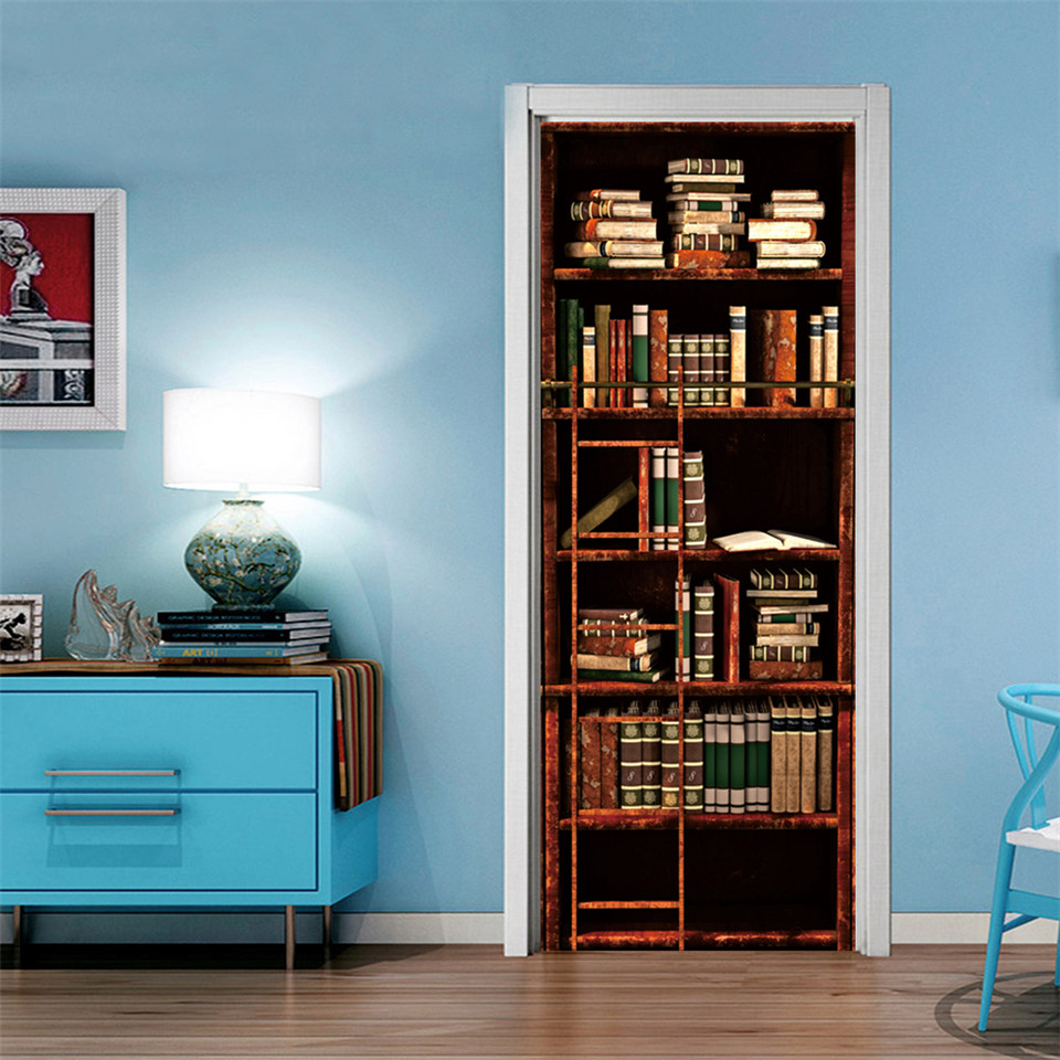 3D Pintu Wallpaper PVC Perpust - Home Decor On Sale ulasan dan harga