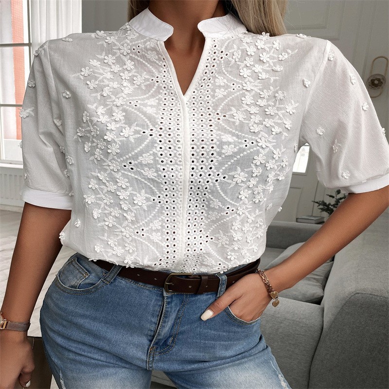 Blus Putih Lengan Pendek Elega - Home Decor Zara ulasan dan harga