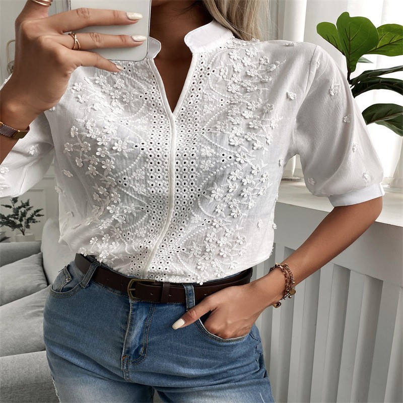 Blus Putih Lengan Pendek Elega - Home Decor Zara ulasan dan harga