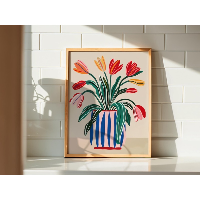 2 Buah Seni Dinding Kanvas Bun - Home Decor Tulip ulasan dan harga