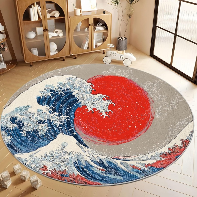 Karpet Bulat Motif Gelombang J - Home Decor Retailers ulasan dan harga