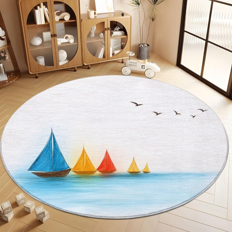 Karpet Bulat Motif Gelombang J - Home Decor Retailers ulasan dan harga
