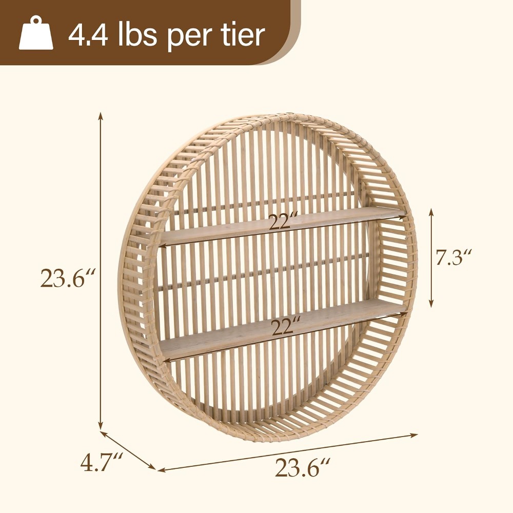 Rak Dinding Rotan 3 Tingkat Bo - Floating Shelves ulasan dan harga